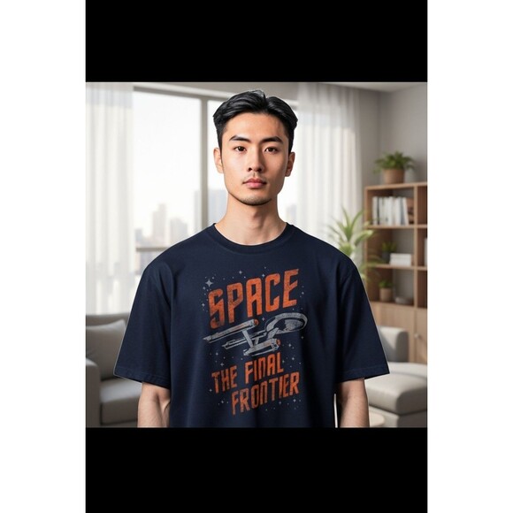 Star Trek The Final Frontier Men’s T-Shirt Blue Navy Size XL  100% Cotton NEW - Picture 1 of 5